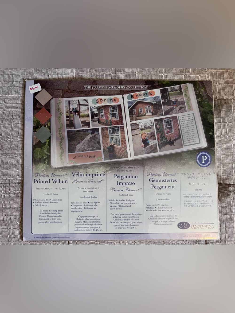 Creative Memories Printed Vellum Photo Mounting Paper - Green, Orange, Cream